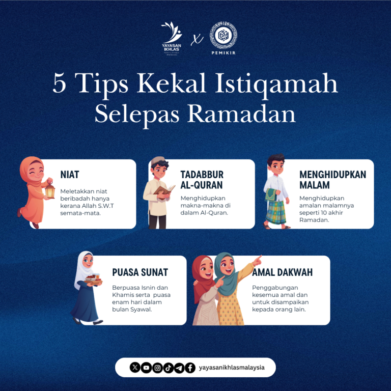 5 tips kekal istiqamah selepas Ramadan seperti menjaga niat, puasa sunat dan qiyamullail